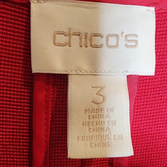 Chico's Stretch Knit Red Jacket. Size 3 (XL). Pockets. Hidden Snap buttons. - Picture 6 of 16